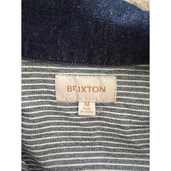Brixton M Navy & White Striped Denim Long Sleeve Jumpsuit With Zip Closure & Poc - Picture 4 of 10